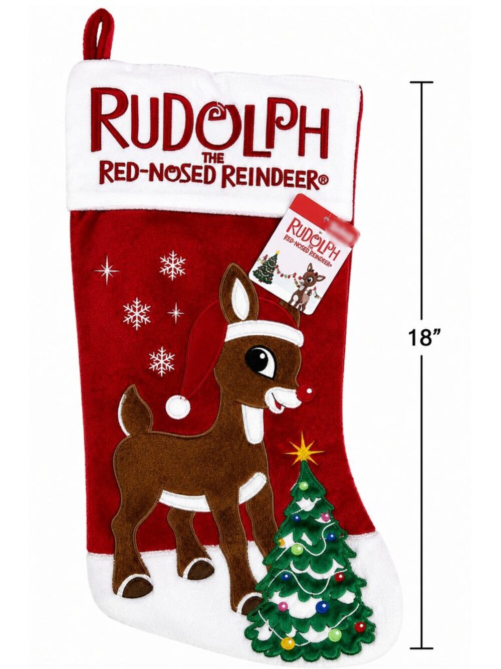 Rudolph The Red Nosed Reindeer Christmas Stocking 18" Plush Tree NWT